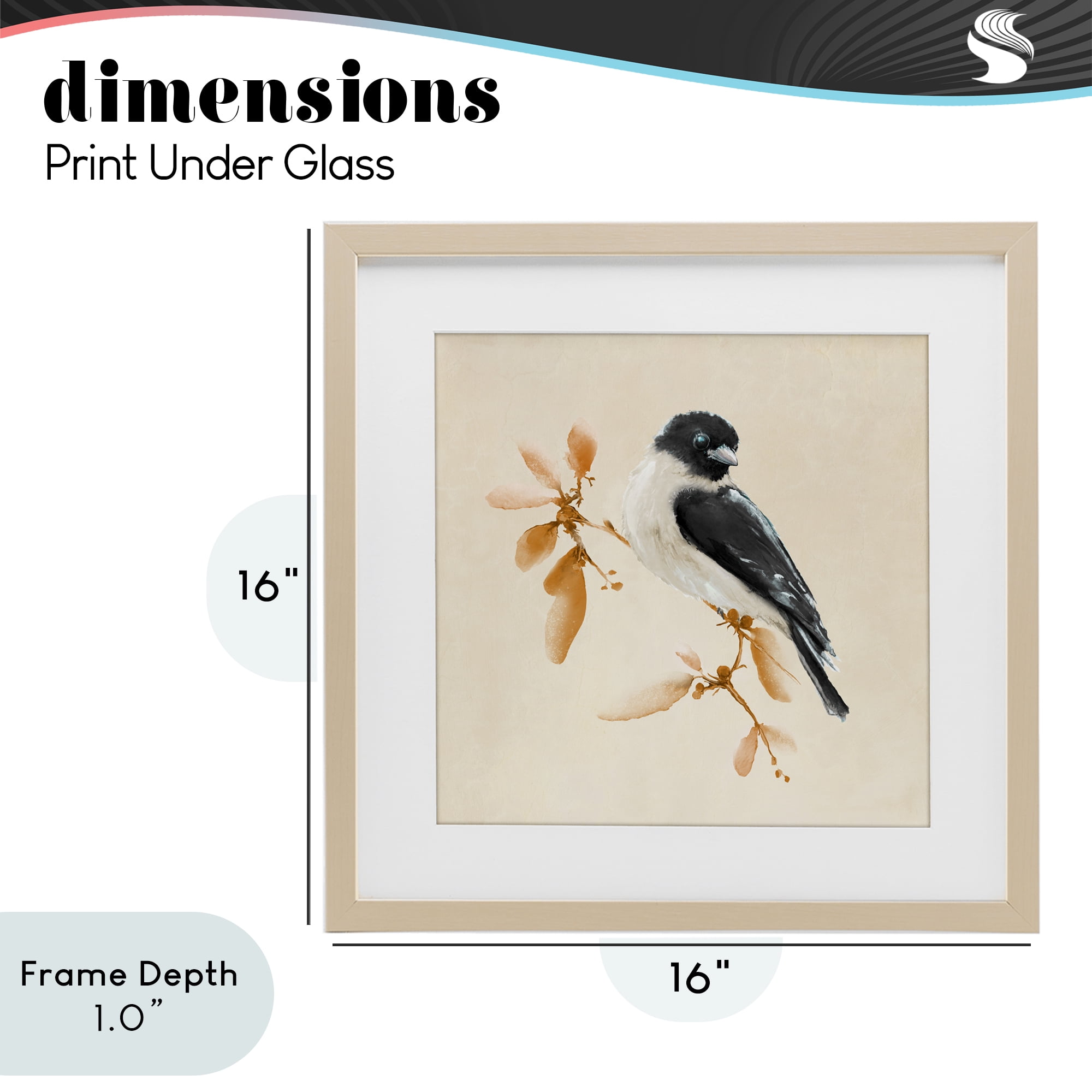 Stupell Industries Subtle Watercolor Chickadee Birch Framed Print Under Glass, design by Diannart