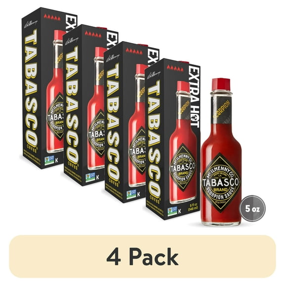 (4 pack) Tabasco Scorpion Pepper Sauce, 5 oz Regular Glass Bottle
