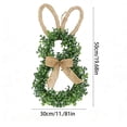 thumbnail image 3 of 20" Spring Easter Bunny Wreath - Artificial Green Boxwood Wreath with Burlap Bow for Front Door Summer Farmhouse Holiday Wall Home Window Decor, 3 of 6