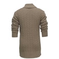 thumbnail image 3 of Arvbitana Men's Long Cable Cardigan Solid Color Long Sleeve Button Knit Sweater Coat Casual Daily Lapel Knitwear Lightweight Warm Outerwear Streetwear, 3 of 5