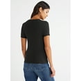 thumbnail image 5 of Free Assembly Women's Ribbed Crewneck Tee with Short Sleeves, Sizes XS-XXXL, 5 of 7