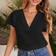 thumbnail image 1 of Puntoco 2024, tops a la moda de verano para mujer, camiseta informal holgada de manga corta con cuello en V liso, blusa, jersey, 1 of 6