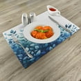 thumbnail image 2 of Ambesonne Blue Place Mats Set of 4, Diagonal Watercolor Leaves Art, Standard Size, Teal Blue and White, 2 of 5