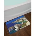 thumbnail image 2 of Cityscape Bath Mat, Binifacio Town Rocks Corsica Coastline Cliff Clear Ocean Summer Seascape Panorama, Non-Slip Plush Mat Bathroom Kitchen Laundry Room Decor, 29.5 X 17.5 Inches, Nacy Beige, Ambesonne, 2 of 2