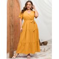 thumbnail image 2 of Plus Size Wedding Guest Maxi Dresses for Curvy Women, Summer Casual Floral Long Party Sundress with 3/4 Sleeve, 2 of 8
