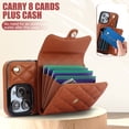 thumbnail image 6 of for iPhone 16 Pro Max Case, Wallet Phone PU Leather Case with Card Holder Crossbody Cover for Women Girls Strap Wristlet RFID Blocking Shockproof Protective Cover for iPhone 16 Pro Max, Brown, 6 of 9