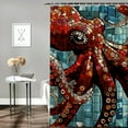 thumbnail image 2 of Shiartex  Octopus Shower Curtain for Bathroom, Cool Ocean Nautical Red Kraken Fabric Shower Curtains Set, Trippy Funny Restroom Decor Accessories 60x72, 2 of 7