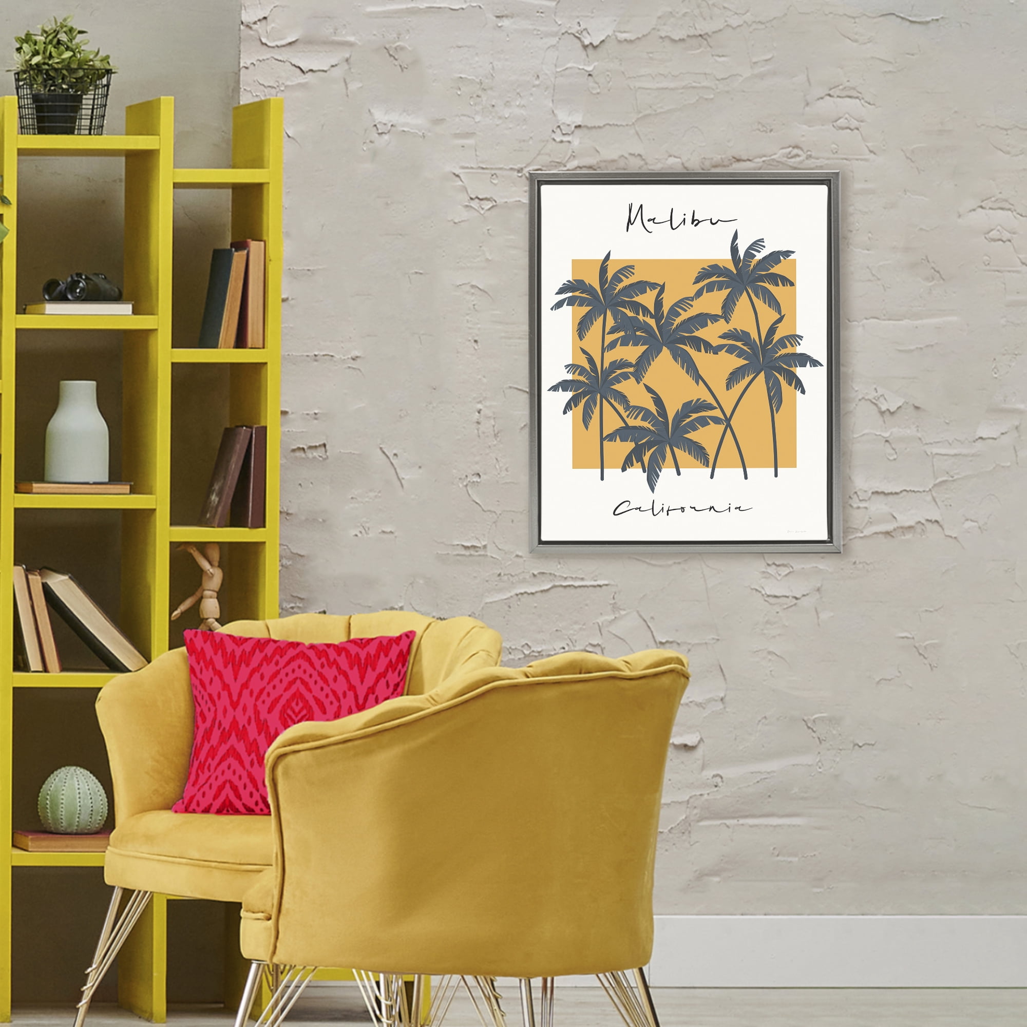 Stupell Industries Malibu Retro Vibe Gray Framed Floater Canvas Wall Art, design by Omar Escalante