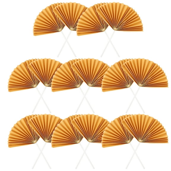 HONMEET 16pcs Cupcake Cake Picks Golden Decorative Fan Party for Dessert Decoration