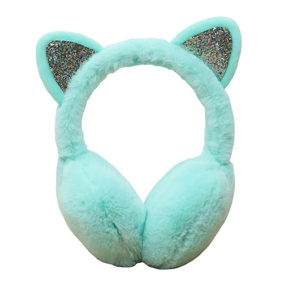 Sequin Winter Cat Earmuffs Furry Soft Warm Ear For Women Girls Cold Weather Accessory