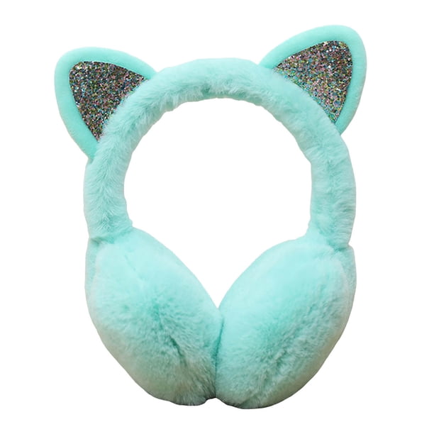 Orejeras de peluche con lentejuelas, forradas de terciopelo, de piel sintética gruesa, plegables, para protegerse del frío en invierno, para adultos y niñas