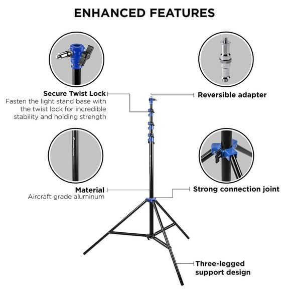 Flashpoint Pro Air-Cushioned Heavy-Duty Light Stand (Blue, 13')