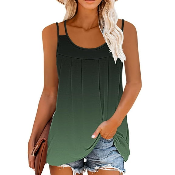 Womens Tank Tops Casual Sevevn Fashion Women's Spring/Summer Casual Round Neck Sleeveless Top Tank Top Womens Tank Tops Loose Fit