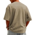 thumbnail image 3 of Men's Oversize T-Shirt Crew Neck Lightweight Knit Blend Stretch Summer Short Sleeve Solid Color Shirt S-3XL, 3 of 3