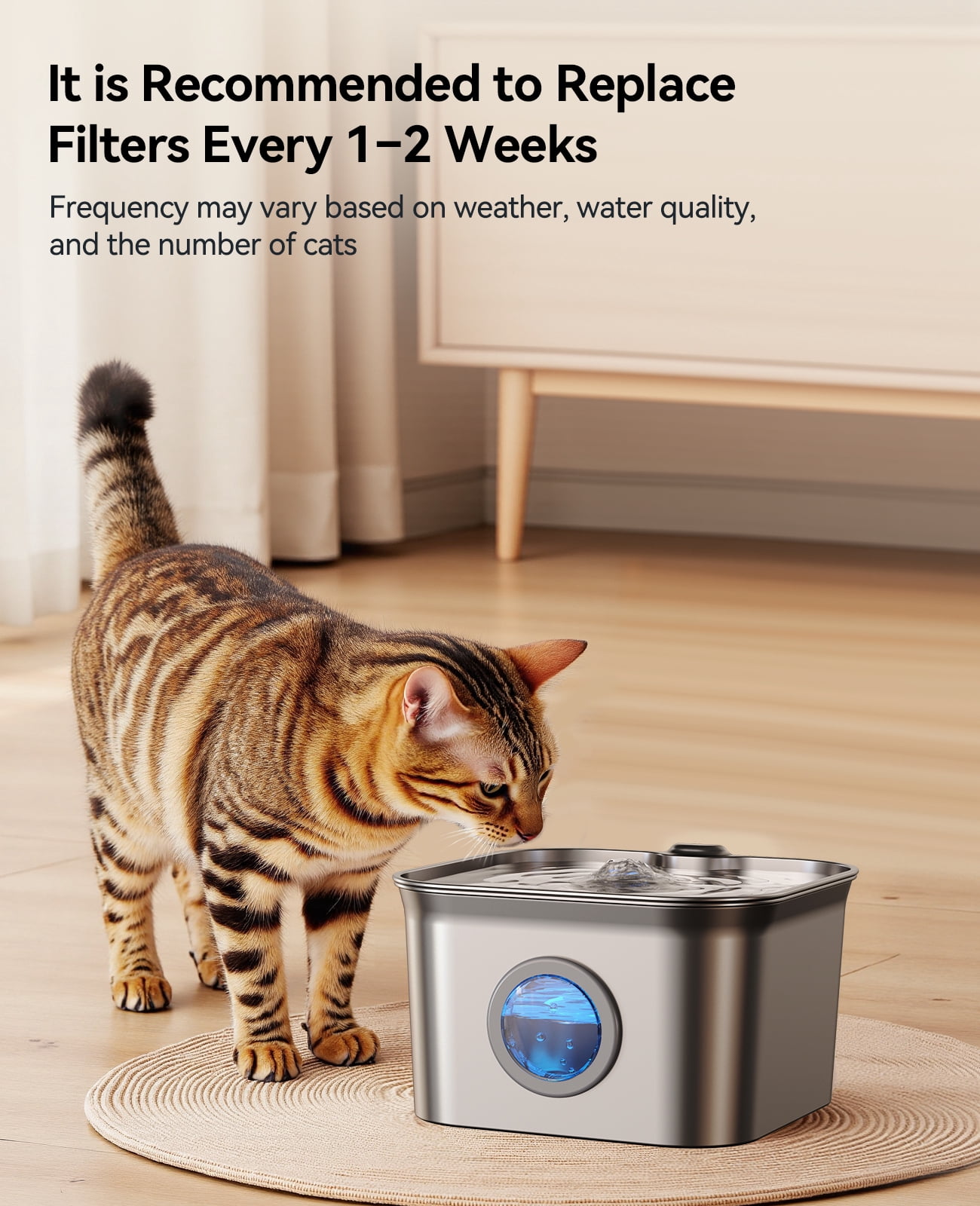 FeelNeedy FN-W22 Stainless Steel Pet Cat Water Fountain Replacement Filters, 6 Pack