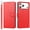 Red, variant on For iPhone 15 Plus Classic Leather Wallet Folio Case with wrist strap - Hot Pink