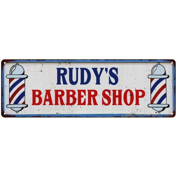 RUDY'S Barber Shop Hair Salon Gift Metal Sign Retro 6x18 206180031421
