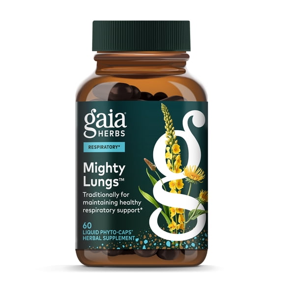 Gaia Herbs Mighty Lungs - Lung Support Supplement with Herbs Traditionally Used to Help Maintain Respiratory Health* - 60 Vegan Liquid Phyto-Caps (60 Servings)