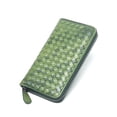 thumbnail image 2 of Cartera de cuero genuino para mujer, tejida a mano, capa superior de piel de oveja, billetera para hombres y mujeres, billetera con clip, bolso largo, 2 of 6