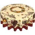thumbnail image 1 of Thanksgiving Round Tablecloth Rustic Fall Turkey Autumn Pumpkins Harvest Reusable Heat Resistant Waterproof Table Cloth Cover 60Inch for Kitchen Dining Holiday Farmhouse Decor, 1 of 1