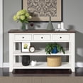 thumbnail image 2 of GZXS Antique White Wooden Entryway Console Table with Distressed MDF Top and Solid Pine Legs, 3 Drawers & 2 Shelves, for Living Room, Bedroom & Home Office, 48.82 Inches, 2 of 8