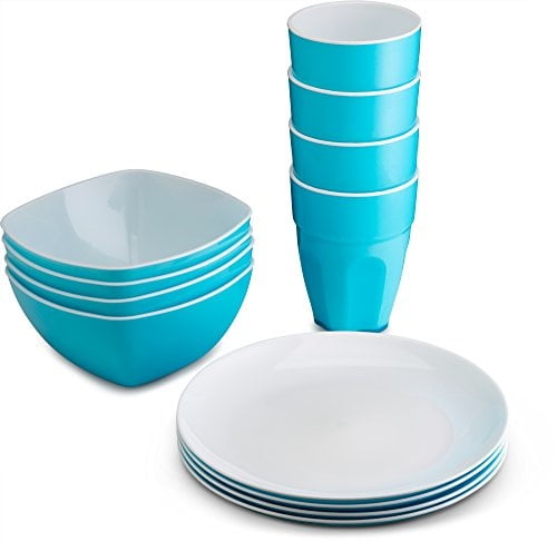 12pcs Stackable Plastic Bowls Set Lunch Dinner Tableware with Storage Box 