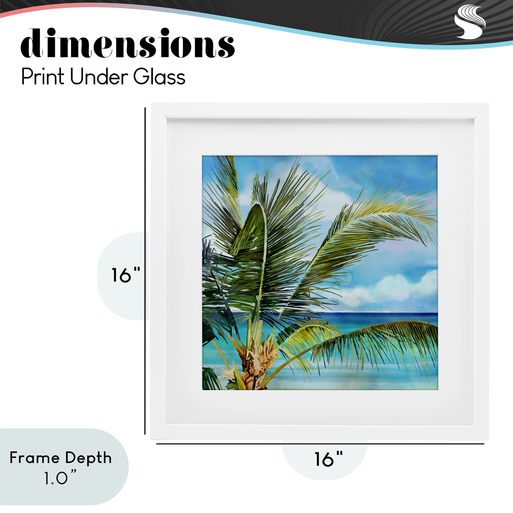 Stupell Industries Lush Palm Watercolor View White Framed Print Under Glass, design by Mauro Devereaux