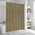 thumbnail image 5 of Brown Linen Bathroom Shower Curtains with Hooks, Farmhouse Pure Color Country Vintage Waterproof Fabric Washable Shower Curtain for Home Hotel Bathtub Decor 54x78 Inch, 5 of 9