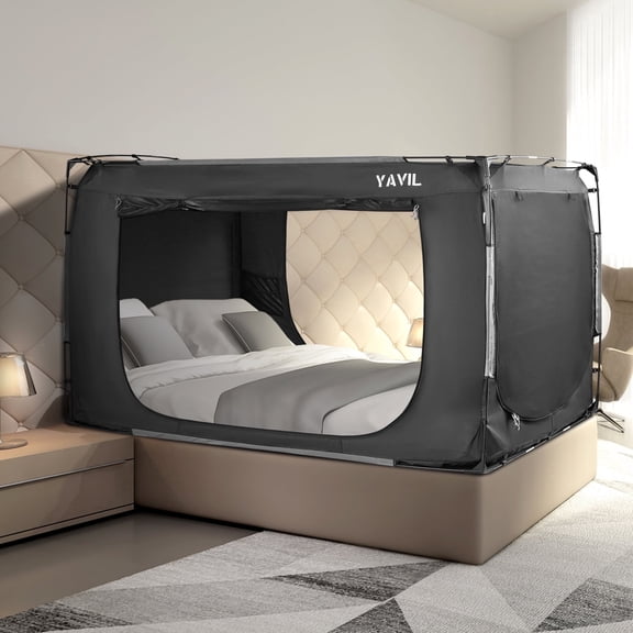 YAVIL Bed Tent King Size Portable Pop up Privacy Sleeping 3 Doors Bed Tent Net(Mattress Not Included)