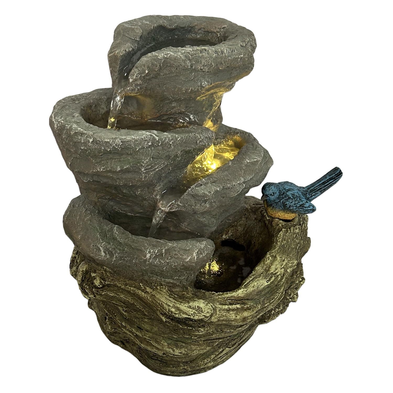 Angelo Décor Finch Falls Fountain with energy-efficient pump and LED Lighting