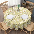 thumbnail image 3 of Beige Daisy Flower White Blooms Pattern Round Tablecloth 60"x60",Wrinkle Wipeable Table Cloth for Kitchen Dining Room Picnic Patio Party, 3 of 6