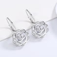 thumbnail image 5 of 14K White Gold Plated Caged with crystals from Swarovski Rose Lever Back Earrings, 5 of 5