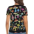 thumbnail image 5 of Zufioo Bright Mushrooms for Women's Deep V-neck Short-sleeved T-shirt, Top with Short Sleeves - with Stainless Steel Buckle, Moisture Wicking, Ideal Home Wear-X-Large, 5 of 9