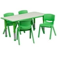 thumbnail image 3 of Flash Furniture 23.625''W x 47.25''L Rectangular Green Plastic Height Adjustable Activity Table Set with 4 Chairs, 3 of 7