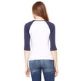 thumbnail image 2 of The Bella + Canvas Ladies Baby Rib 3/4 Sleeve Contrast Raglan T-Shirt - WHITE/ NAVY - S, 2 of 2