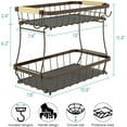 thumbnail image 6 of 2 Tier Fruit Basket for Kitchen Counter with 2 Banana Hangers, 2025 Pro Detachable Metal Fruit Bowl with Wooden Handle,Fruit Holder for Bread Snack Veggies, Brown, 6 of 14