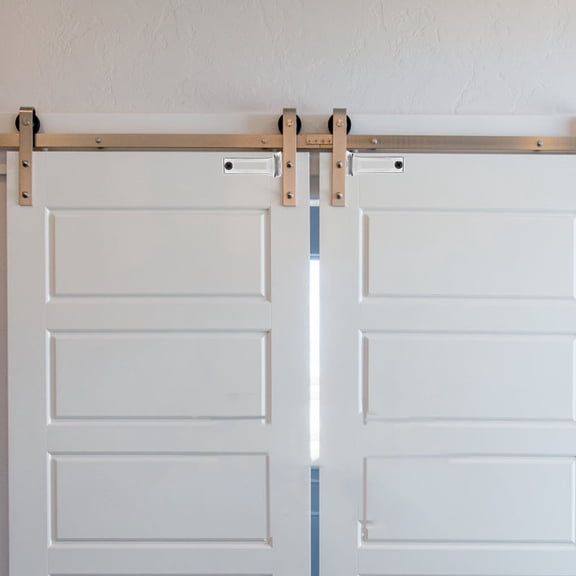 Mobestech Sliding Door Hardware Kit 2 Pairs with Heavy-Duty Metal Pivots for Smooth Home and Office Doors