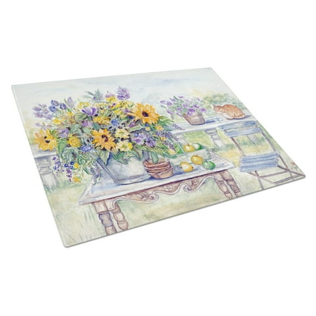 

Caroline s Treasures Patio Bouquet of Flowers Glass Cutting Board Large