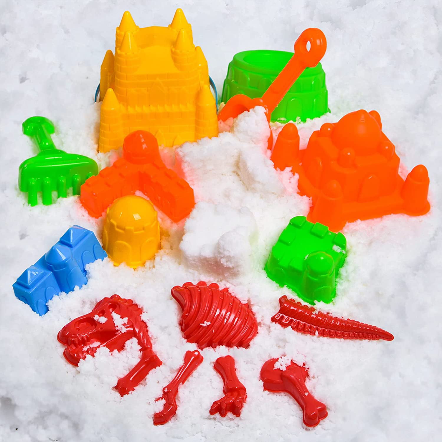 Kilpkonn Sand Molds Tools, 55pcs Mini Sandbox Toys, Mold Activity Set with  Dinosaur, Castle, Fruit, Ocean and Animals Mold Playset, Compatible with