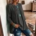 thumbnail image 6 of Tqcoqu Women's Cotton Linen Long Sleeve Loose Tunic Blouse,Round Neck Pleated Front Tops,2026 Spring Fall Trendy Clothes,Dark Gray Women's S-XXXL, 6 of 10