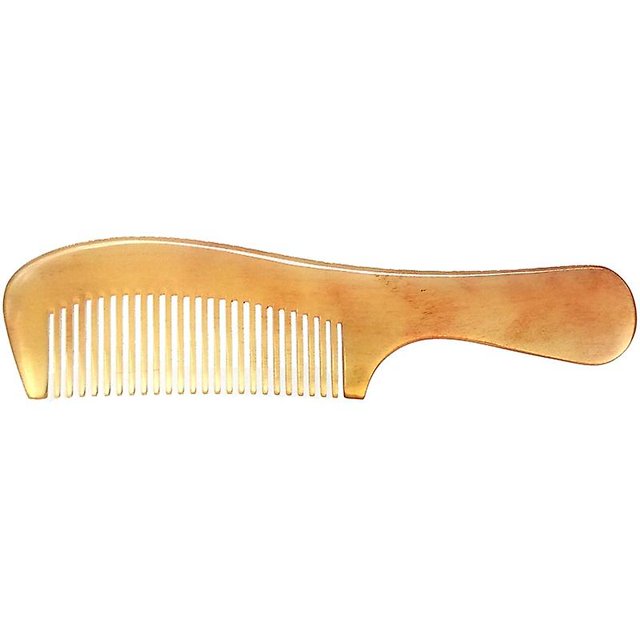 Peine de cuerno, cuerno hecho a mano de primera calidad con mango largo, peine antienredos antiestático de dientes anchos, 1 paquete para hombres, mujeres y niños