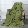 thumbnail image 3 of XMXT Flannel Warm Throw Blanket, Green Dinosaur Skeleton Bedroom Decor Blankets for Bed Couch Living Room, 50 x 70 inches, 3 of 9