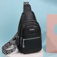 thumbnail image 4 of Bolso De Pecho Bolso de pecho para mujer, bolsos de hombro de PU a la moda informal, bolsillo en la cintura del pecho (negro), 4 of 5