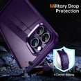 thumbnail image 3 of Shockproof Clear Case for iPhone 14 Pro Max, [Not Yellowing] [10FT Military Drop Protection] Hard Clear Back Four Corner Airbags Drop Protection Phone Cover, 6.7 inch, Deep Purple, 3 of 14