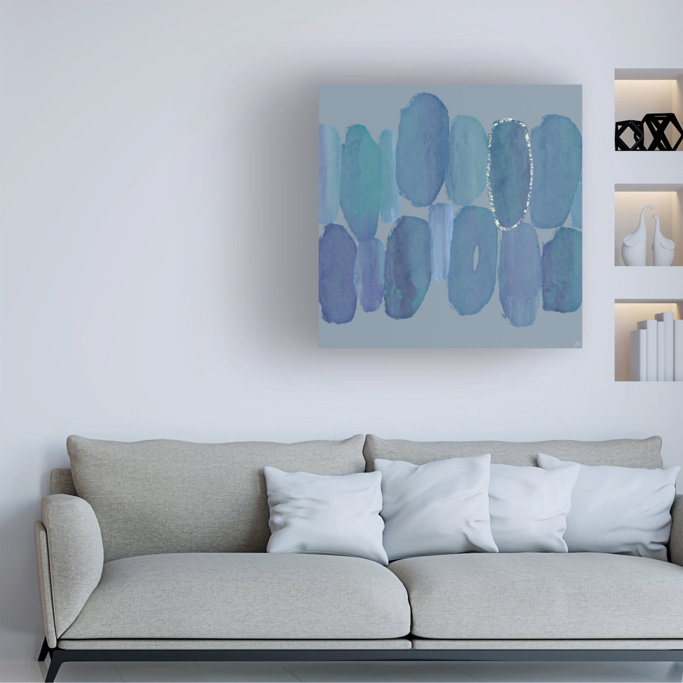 Canvas Wall Art - Line and Brush 'Textured Ovals 1' Wall Art for Living Room, Bedroom, or Office Décor by Trademark Fine Art - 24 x 24 Inches