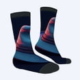 thumbnail image 2 of Four Seasons Universal Socks (2 Pairs) - Vibrant Dark Blue Socks with Concentric Circle Pattern in Red & Purple Unisex Trendy Design, 2 of 5