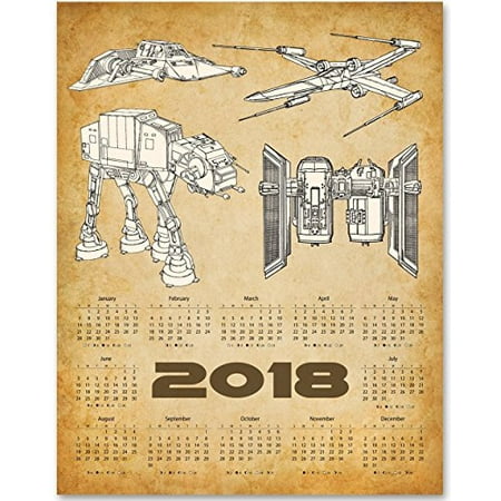Star Wars - 2018 Calendar - 11x14 Unframed Calendar Art Print - Great Gift for Star Wars