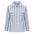 thumbnail image 6 of absuyy Women' Button Up Shirt Turn Down Shirt Striped Long Sleeve Loose Blouses Blue Work Tops Size M, 6 of 6