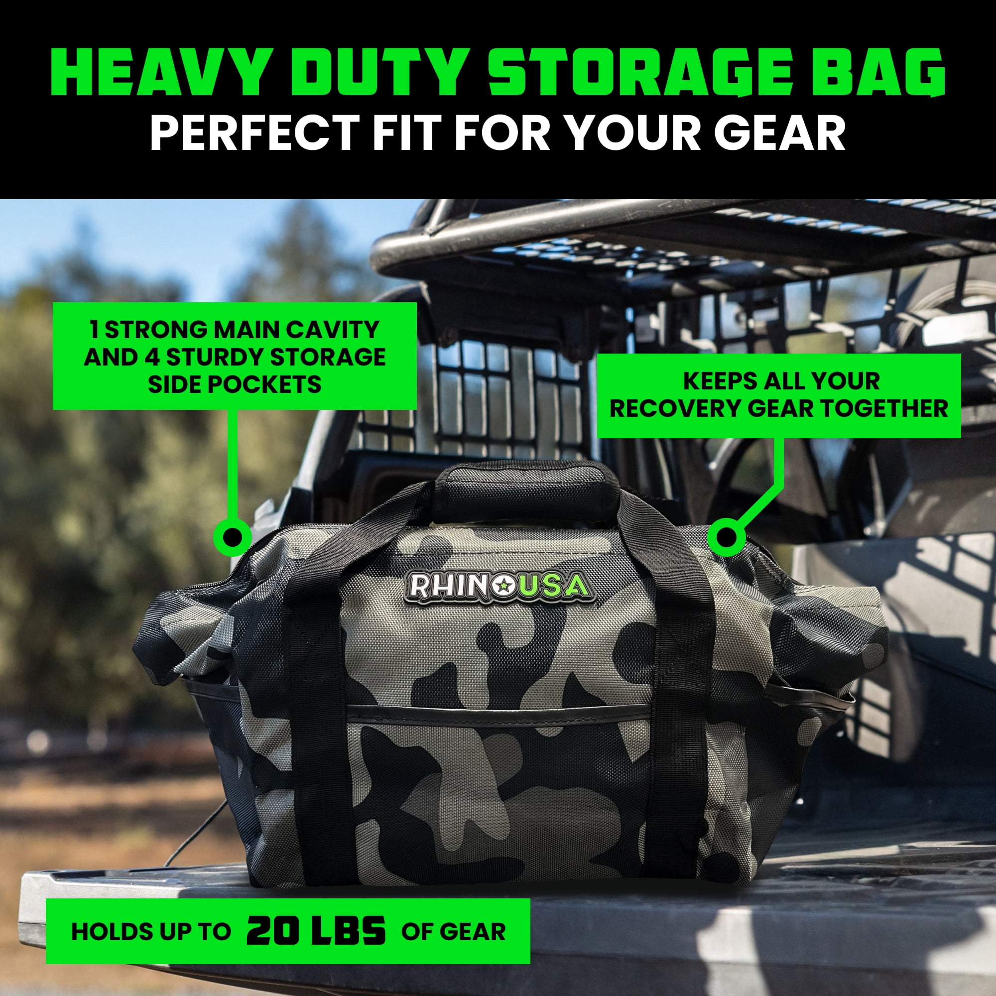 Rhino USA Heavy Duty Recovery Gear Storage Bag - Ultimate Recovery Kit Equipment Bag (Camo)