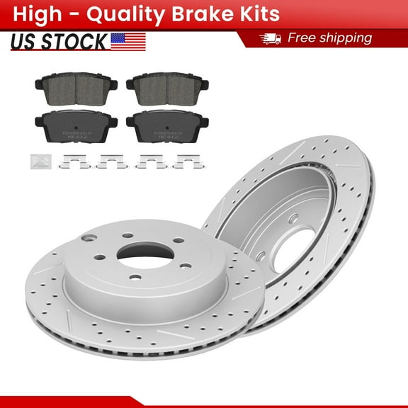 ACB ZONE Rear Brake Kits for Ford Edge Lincoln MKX 2007-2010 All Models, Drilled Slotted Disc Brake Rotors and Ceramic Brake Pads